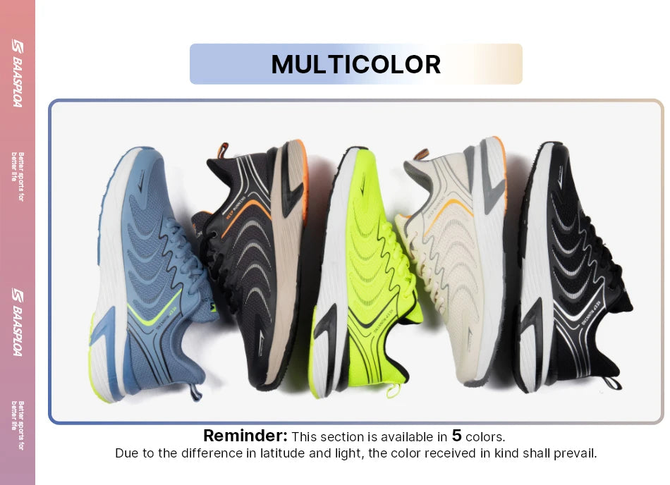 Baasploa Men's Running Shoes Casual Lightweight Mesh Breathable Sneakers Male Outdoor Non-Slip Wear-Resistant Sports Shoes