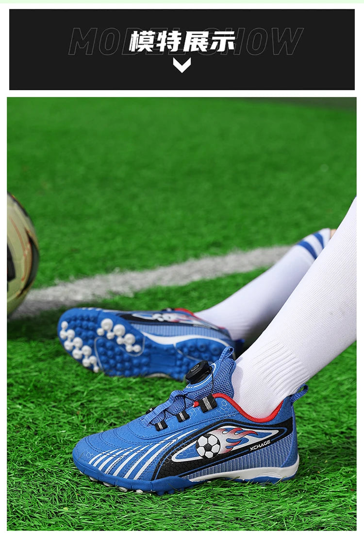 Children's Rotating Buckle Sneaker Students Competition Training Football Shoes Fashionable Lightweight Anti slip Footwear