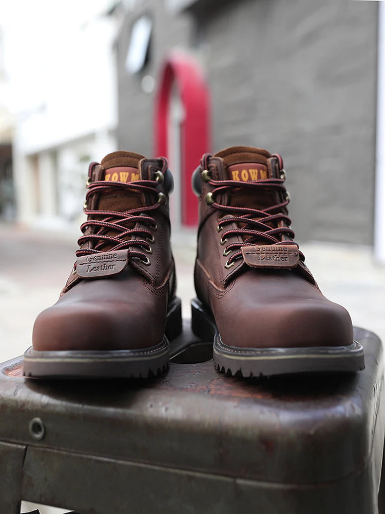 KOWM Cowhide Outdoor Men Hiking Shoes Waterproof Tactical Desert shoes Hunting Boots Snow Boots Fur Sneaker Women Trekking Shoes