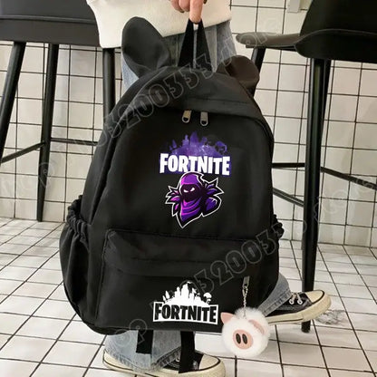 New Fortnite Cartoon Backpack Boy Girl Casual Schoolbag Large Capacity Student Bag Rabbit Ears Travel Backpack Stationery Gift