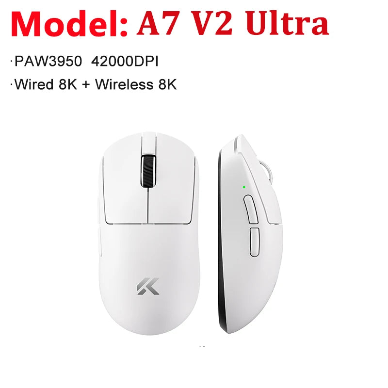 MCHOSE A7 V2 Ultra / Pro Lekka bezprzewodowa mysz gamingowa Dual 8000Hz PAW3950 TI 42000DPI dla graczy e-sportowych na PC