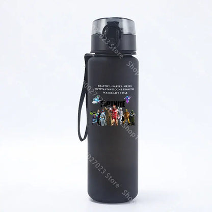 Garrafa de água desportiva Fortnites de 650ML, kawaii, motivacional, à prova de fugas, portátil e reutilizável, para exterior, viagens e ginásio, novo presente giro