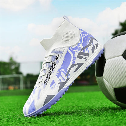 Double Star Men's High-Top TF Turf Football Boots, Youth & Student Edition, Adult & Kids, Professional Match & Training Soccer S