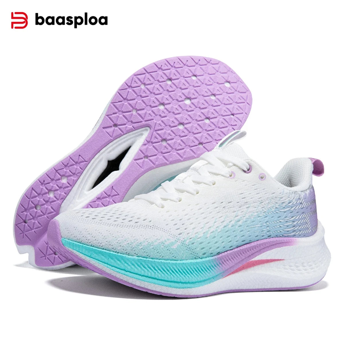 Baasploa Women Professional Running Shoes Outdoor Carbon Plate Non Slip Sports Shoes Female Casual Breathable Jogging Sneakers