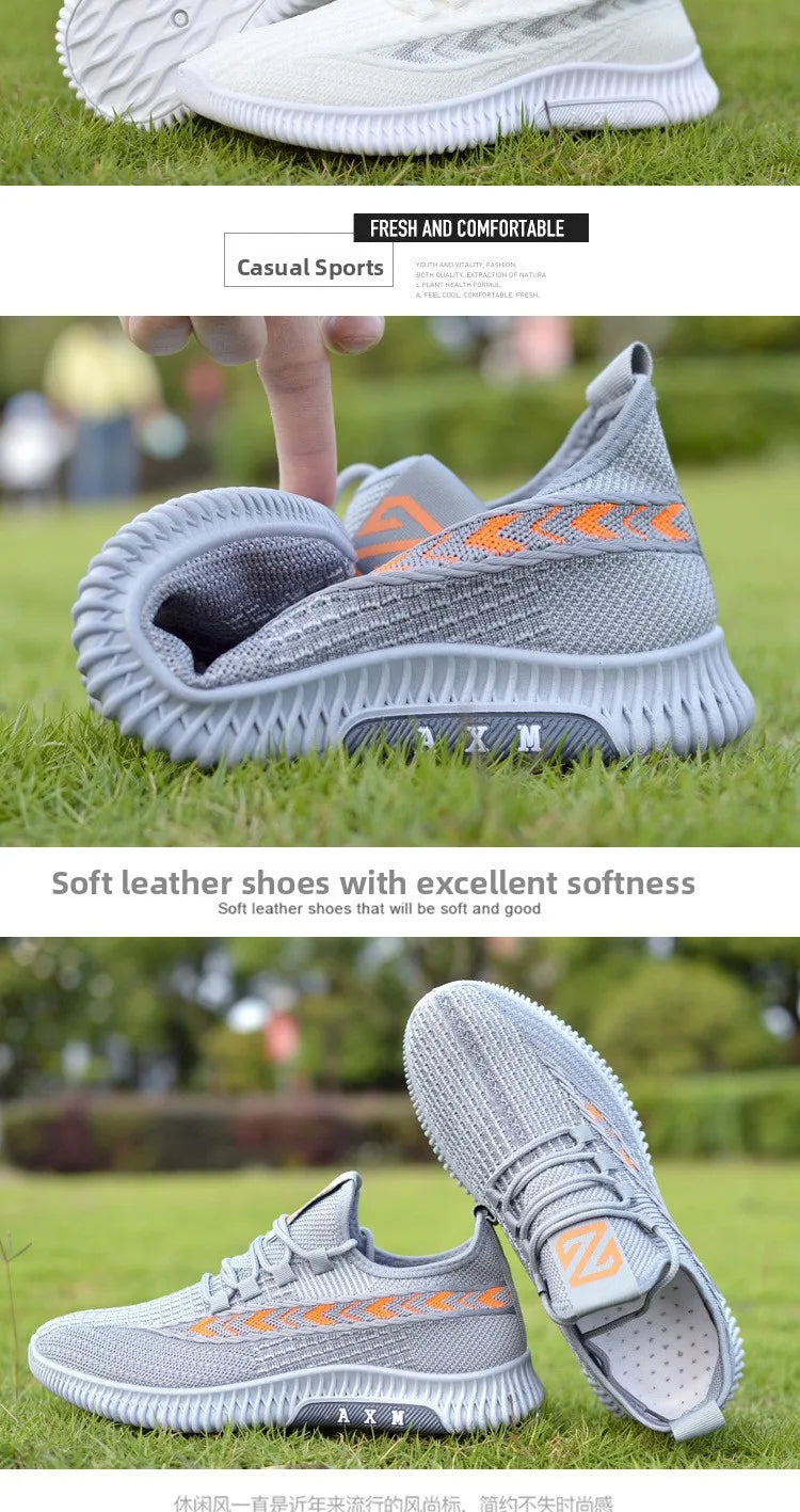 New Summer Men's Shoe Versatile Coconut Shoe Breathable Thin Mesh Casual Slip-On Sports Shoe Comfortable Low Cut round Toe
