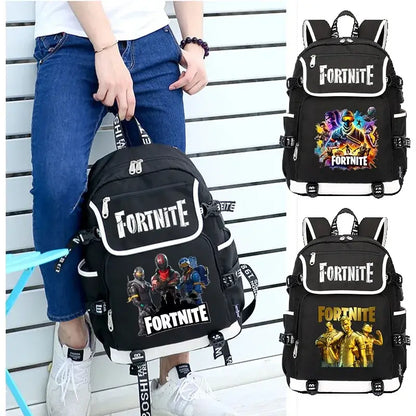 Fortnites Large Capacity Backpack Casual Shoulder Bag with USB Port Unisex Anime Students Schoolbag New Stylish Stationery Gift