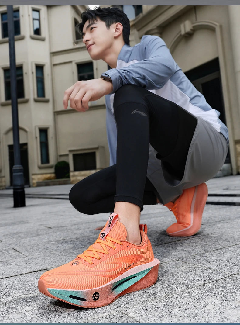 Carbon board men's and women's anti slip running shoes, professional marathon sports breathable mesh CHUNTA sports shoes