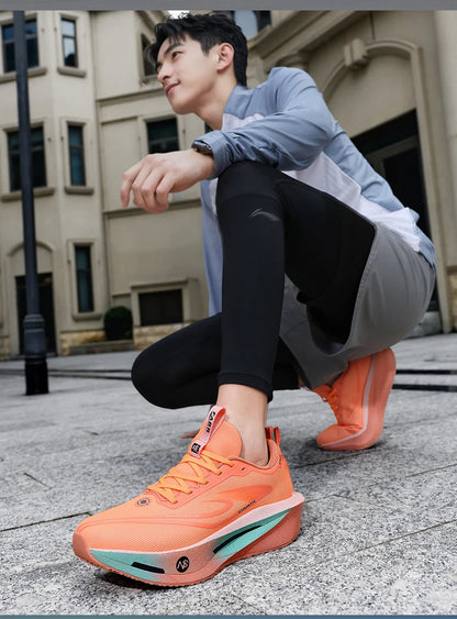 Carbon board men's and women's anti slip running shoes, professional marathon sports breathable mesh CHUNTA sports shoes