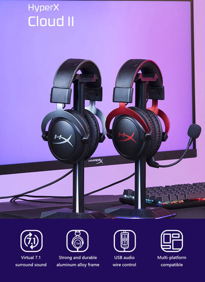 HyperX Cloud II Gaming Headset Hi-Fi 7.1 Surround Sound/Detachable Mic/USB Sound Card For PC PS Cloud 2 Wired Gaming Headphone