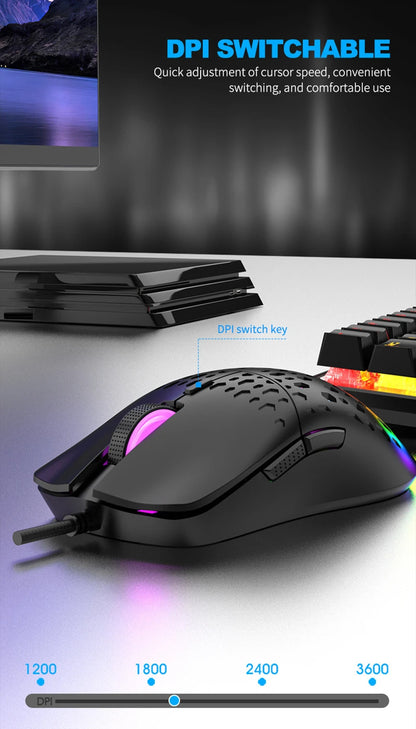 OnePlus G701 Wired Gaming Mouse, 6-Button Honeycomb RGB Gaming Mouse for PC, Ergonomic USB Wired Gaming Mouse for Windows, macOS & Office Use