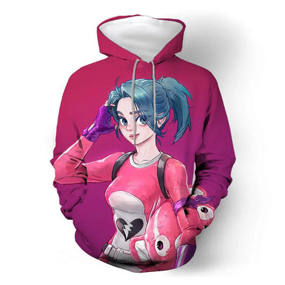 Children's Fortnite 2024 Sweatshirt 3D Digital Printed Hoodie Men's and Women's Pullover Jacket Long Sleeve Children's Gift