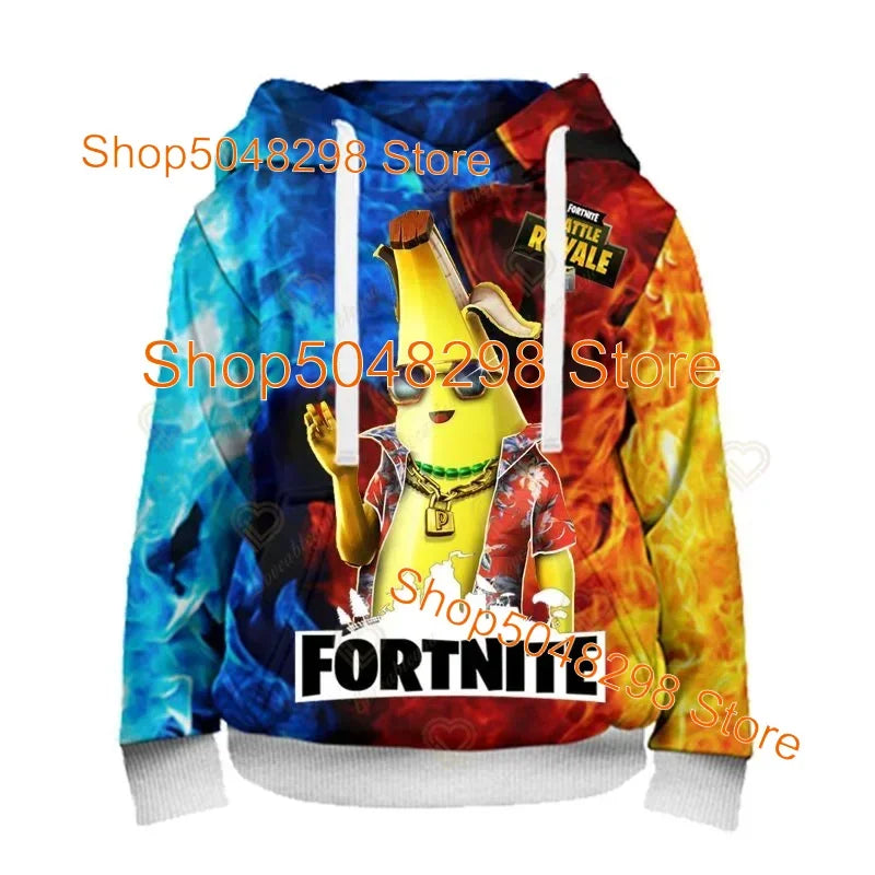Men’s and Women’s Hoodie with 3D Battle Royale Fortnite Victory Print, Hooded Streetwear Sweatshirts for Boys and Girls