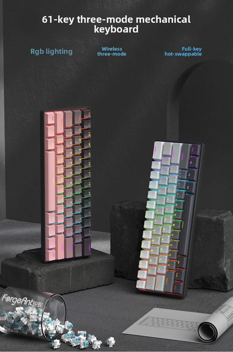 Bluetooth Wireless Mechanical Keyboards RGB Gamer Keyboard for Tablet Mechanical 60% iPad Backlit Mini USB Keyboard