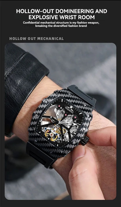 Fully automatic skeleton mechanical watch, fashionable personality, luxury hot men's watch, casual business watch