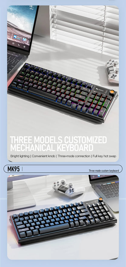 SMAILWOLF MK95 Bluetooth Wireless Three-Mode Mechanical Keyboard Korean Customized Office Gaming Laptop with RGB Lighting Effect