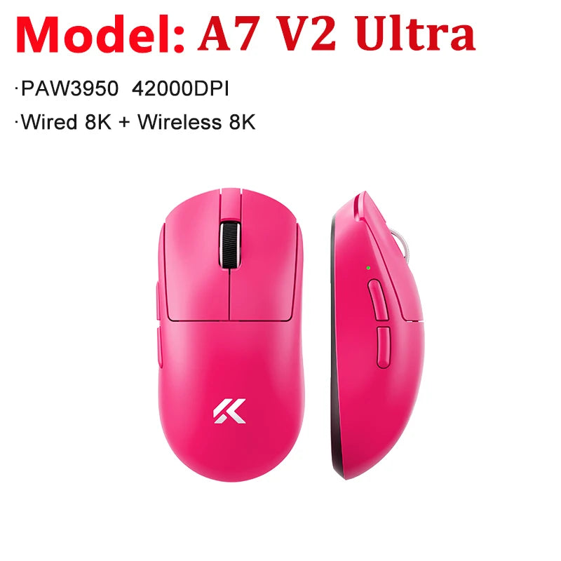 MCHOSE A7 V2 Ultra / Pro Lekka bezprzewodowa mysz gamingowa Dual 8000Hz PAW3950 TI 42000DPI dla graczy e-sportowych na PC