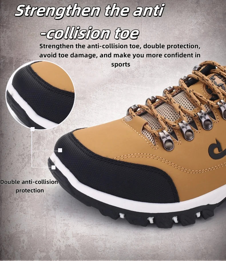 Autumn And Winter Models, Men's Waterproof Hiking Shoes, Outdoor PU Leather Sports Shoes, Wear-Resistant,  Walking, Tactical