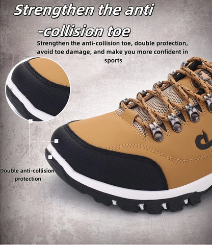 Autumn And Winter Models, Men's Waterproof Hiking Shoes, Outdoor PU Leather Sports Shoes, Wear-Resistant,  Walking, Tactical