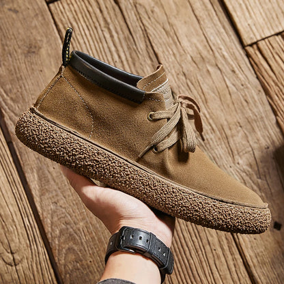 Luxury Brand Men Suede Leather Casual Shoes Genuine Leather Natural Handmade Anti-Skid Design Spring Autumn