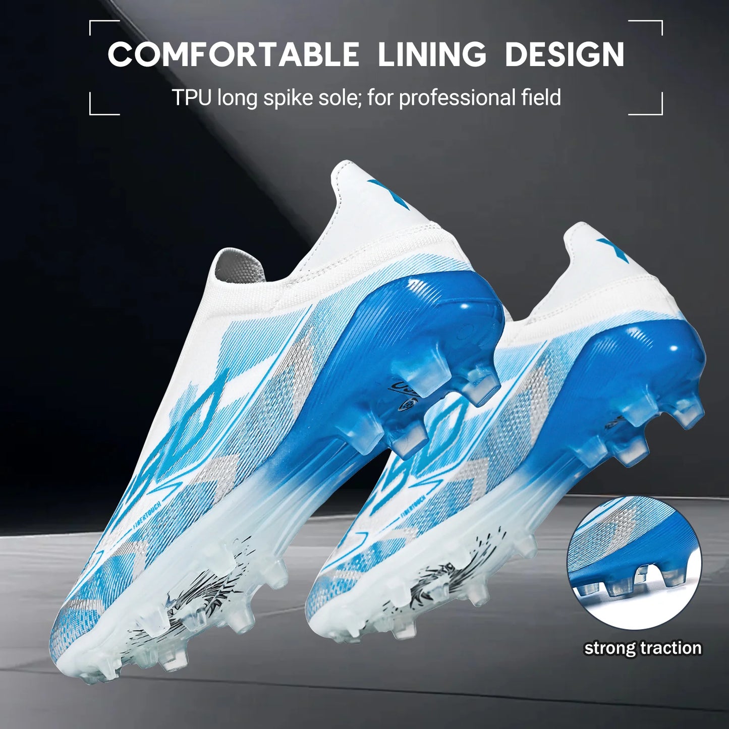 Anti-slip AG/FG Soccer Boots，TPU Shock Absorption Sole，Durable PU Fabric Upper，Teenager Boys Girls Professional Field Sneakers