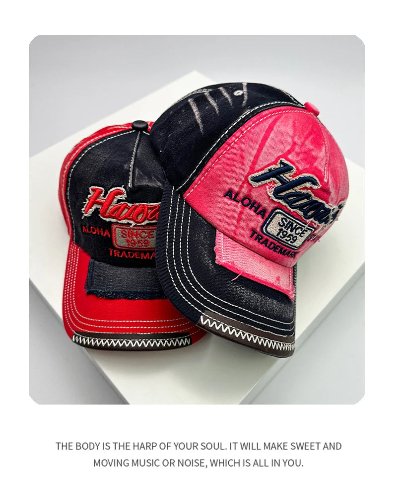 Korean Vintage Washing Men Women Baseball Hats Cotton Snapback Caps Embroidery New Versatile Fashion Letter Leisure Distress