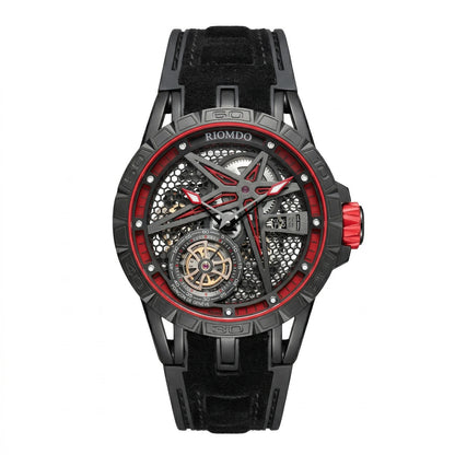 OBLVLO Mens Luxury Machinery Skeleton Dial Mechanical Automatic Watch Analog White Rubber Band Military Watch RD-901