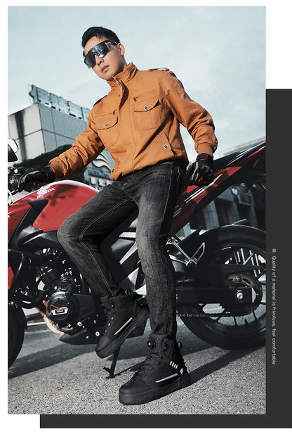 Motorcycle Boots Men Biker Shoes Moto Sneaker Microfiber Leather Adventure Motocross Shoes Anti-slip Motorcycle Equipment