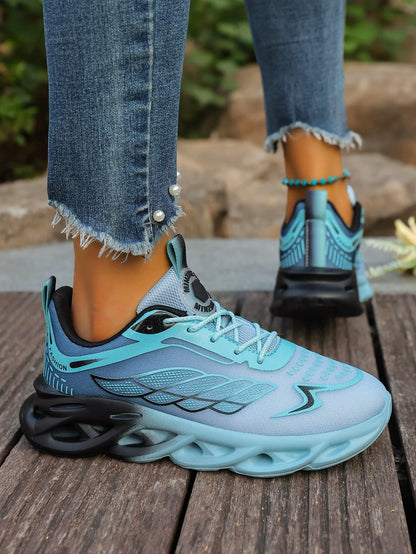 Summer Unisex Running Shoes Women Lightweight Mesh Breathable Comfortable Flat Soft Tennis Shoes Lace-up Sneakers