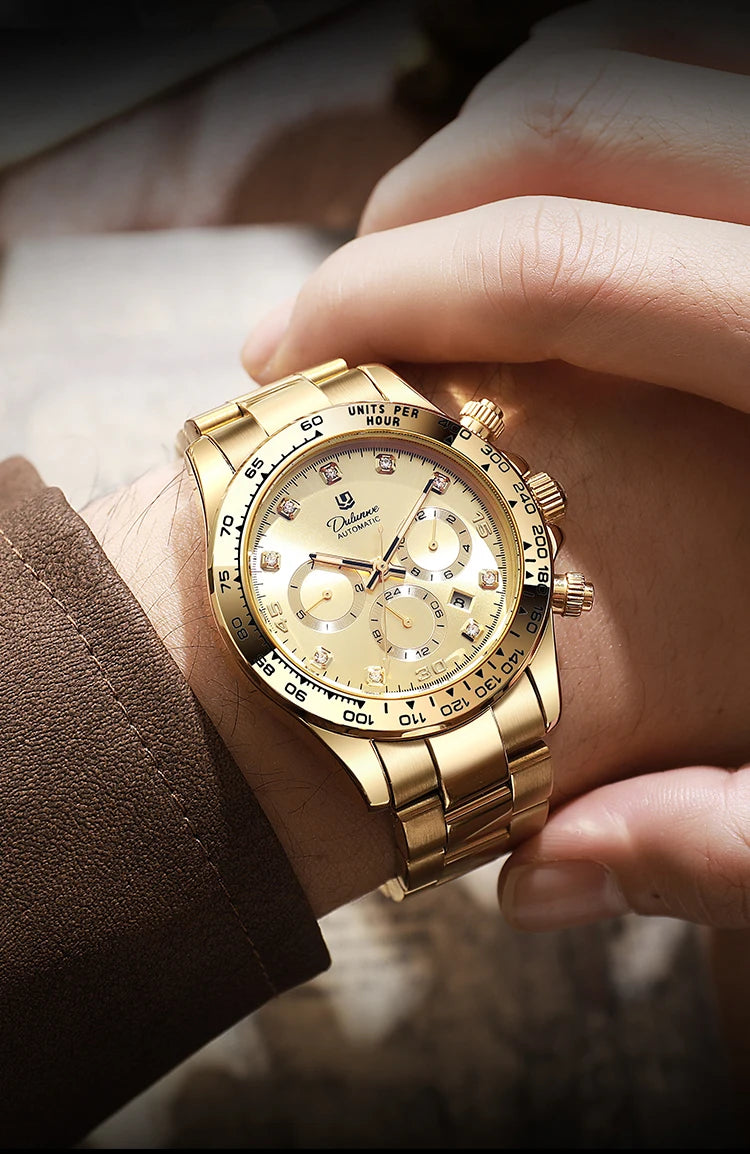 Watch For Men Luxury Stainless Steel Clock Fashion Casual Multi-functional Design Automatic Mechanical Wristwatch