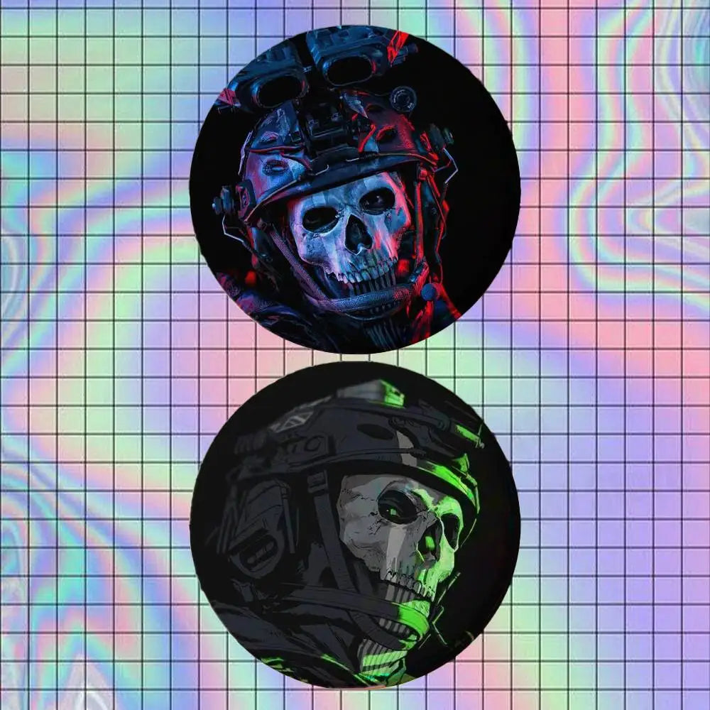 Game COD Call Of D-Duty Ghost Brooches for Backpack Accessories 25,32,44,58,75mm Round Enamel Pins 2-piece set Cartoon Badge
