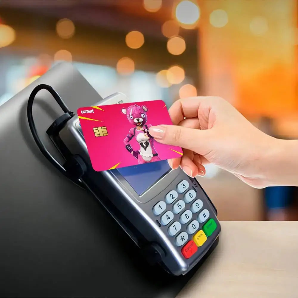 Autocolantes de cartões de jogo Fortnite Cuddle Team Leader para cartões bancários, película protetora impermeável, presente surpresa