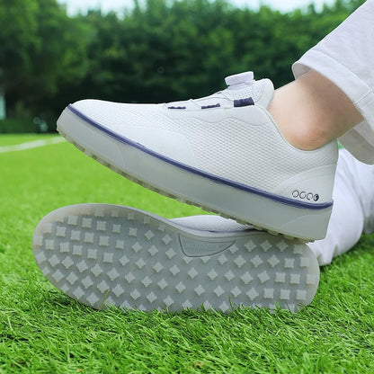Couple Golf Shoes  Men's White Waterproof  Rotating buckle Fitness Spikeless Non slip Golf Golfer Training Golf Sneakers Women