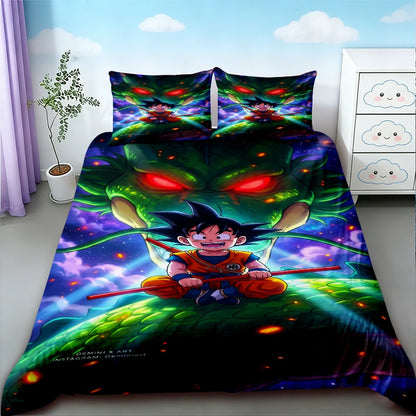 Duvet Cover Dragon Ball Bedding Set Anime Goku Comforter Bedclothes Single Twin Full Queen Size Kids Adult Boys Gift comfortable