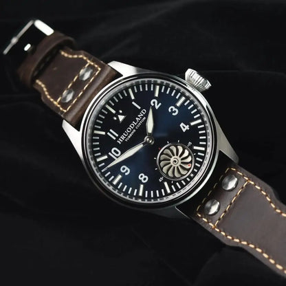 Hruodland 2025 Novo Relógio Mecânico para Homem Seagull ST3620 Piloto Retro 43MM BGW-9 Luminoso Cristal de Safira Turbina Relógio de Homem