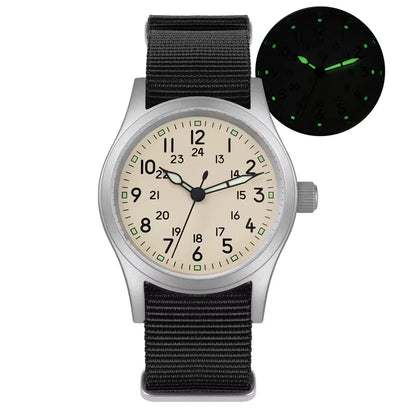 Militado ML05 Military Watch VH31 Sweep Quartz Movement Top Hat Domed Sapphire Crystal Vintage Watch 100m Waterproof Mens Watch
