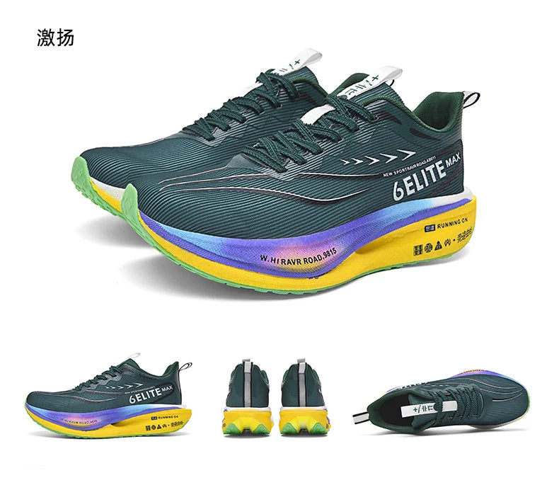 Men  Running Shoes Carbon Board Speciality Marathon Sports Breathable Lightweight Women's Comfortable Athletic Nonskid Sneakers
