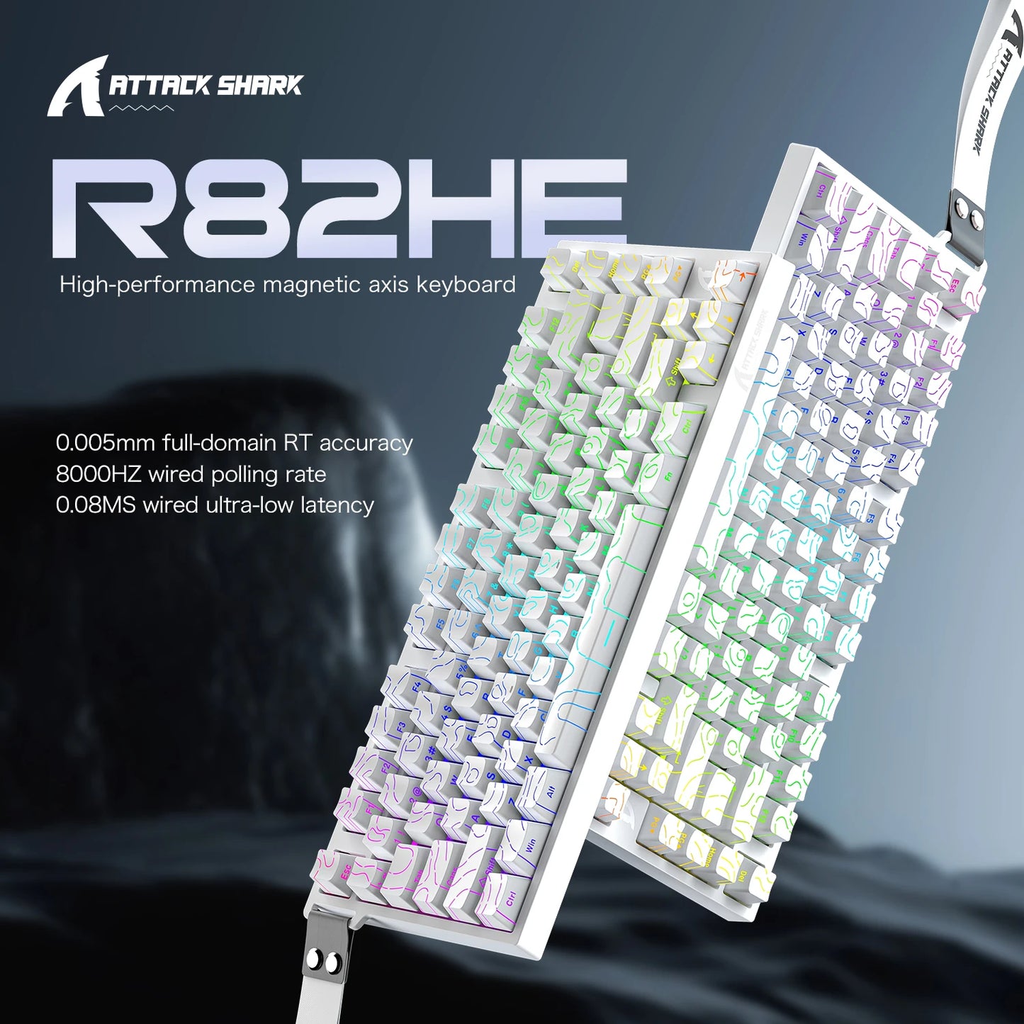 ATTACK SHARK R82HE Gaming Keyboard Magnetic 75% Wired 8000Hz Rapid Trigger ProGamer Keyboard, 0.005mm RT Accuracy, 0.08ms Latency