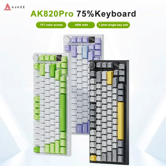 Ajazz AK820 / AK820PRO Gaming Mechanical Keyboard 82 Keys Wired Bluetooth 2.4GHz Wireless Gamer Keyboard Custom Gasket for Laptop