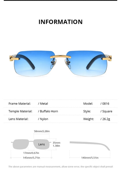 HEPIDEM Buffalo Horn Glasses Men Famous Brand Design Rimless Sunglasses Women Luxury Eyewear Horn-Rim Frameless Buffs Eyeglasses