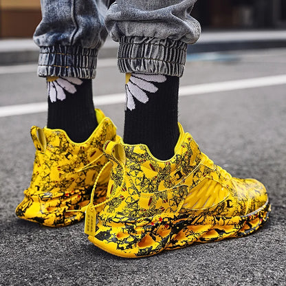 Herrsportskor med mjuk sula, halkskydd, slitstarka, god studs, nytt läder, andningsbara, bekväma, fashionabla snörskor för utomhuslöpning