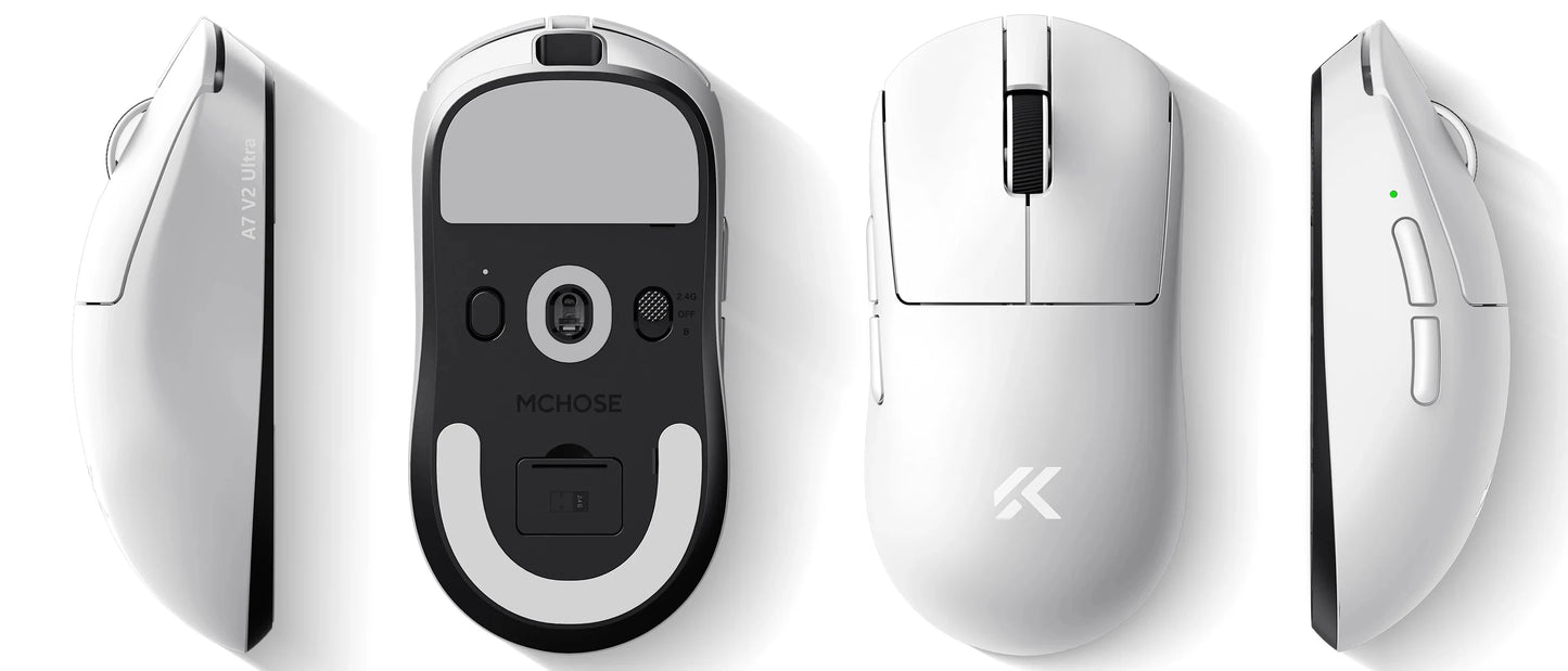 MCHOSE A7 V2 Rato Gaming Sem Fios Leve, Dupla Taxa de Polling de 8,000Hz, PAW3950 TI, Rato Gaming, Esports e Escritório
