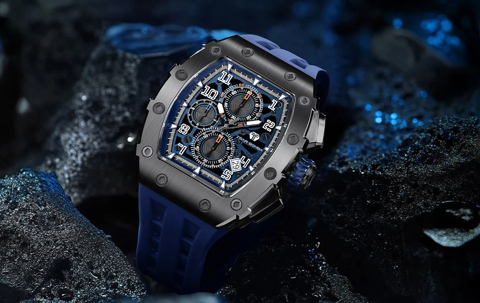 TSAR BOMBA New TB8204 Watch for Men Japan Quartz Chronograph 50M Waterproof Wristwatch Fashion Sport Clock Male Luxury Mens Gift