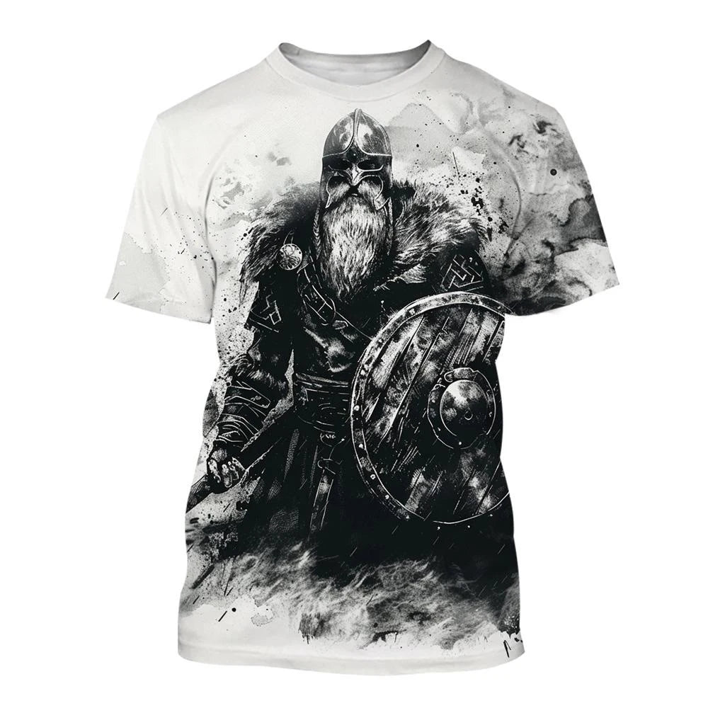 Tricou 3D nou pentru bărbați, cu mânecă scurtă, model tatuaj cu linii negre și albe, top street hip-hop Harajuku cool