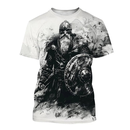 Tricou 3D nou pentru bărbați, cu mânecă scurtă, model tatuaj cu linii negre și albe, top street hip-hop Harajuku cool