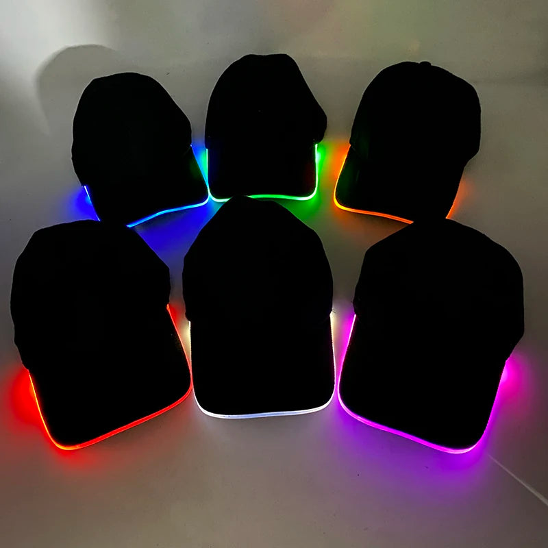 Fashion Glowing Baseball Cap LED Light Up Hiphop Hat Bar Club Props Fluorescent Hat Men Women DJ Dance Supplies Costume
