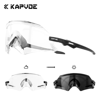 KAPVOE Outdoor Photochromic Cycling Sunglasses Men Road Driving Bike Glasses Sports Hiking Women Bicycle Cycling UV400 Goggles