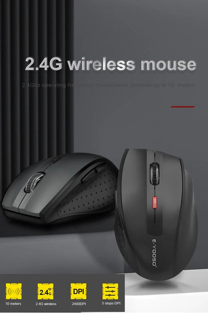 E-YOOSO E-1010 Wireless Gaming Mouse 2.4G USB Optical Mouse, 2400 DPI Ergonomic Wireless Gaming Mouse for Laptop, PC & Office