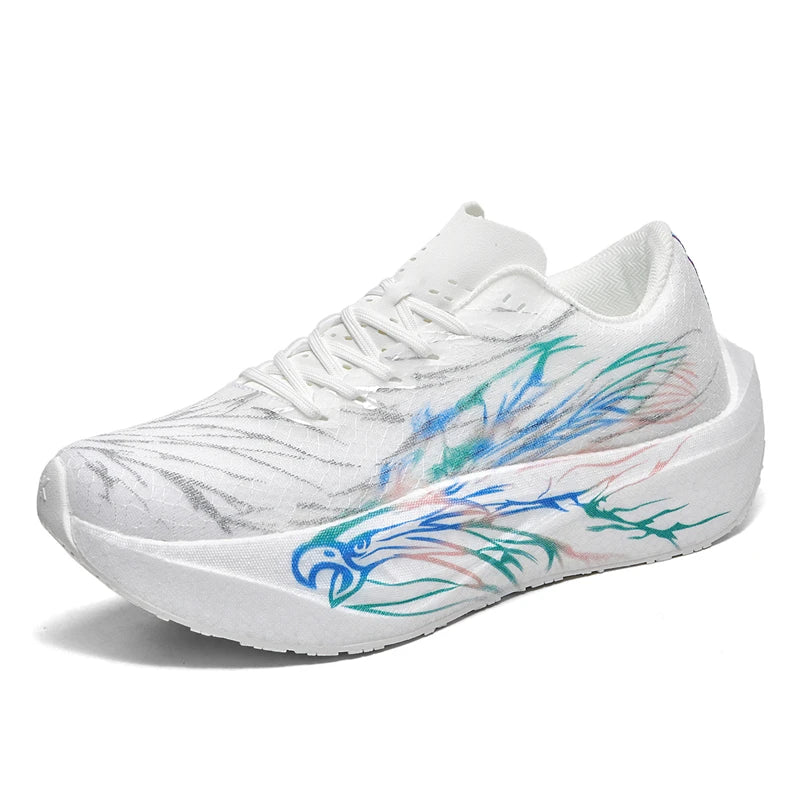Ténis de Corrida 2026 New Eagle Pattern com Placa de Carbono para Maratona, Ultraleves, Respiráveis e com Amortecimento para Treino Desportivo