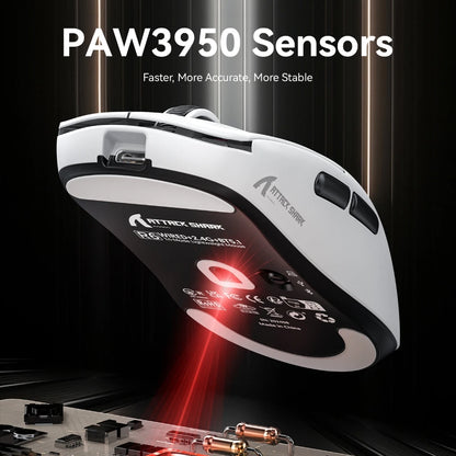 Rato Gaming Attack Shark R6 38g ultraleve, sem fios com taxa de retorno PAW3950 8K, Nordic 52840, 24000DPI, tri-modo