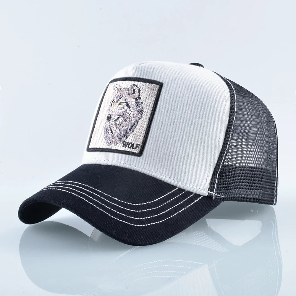 Modna bejzbol kapa s vezenim zakrpama "Wolf", snapback hip hop trucker kape za muškarce i žene, za vanjsku upotrebu, prozračna kapa s vizirom